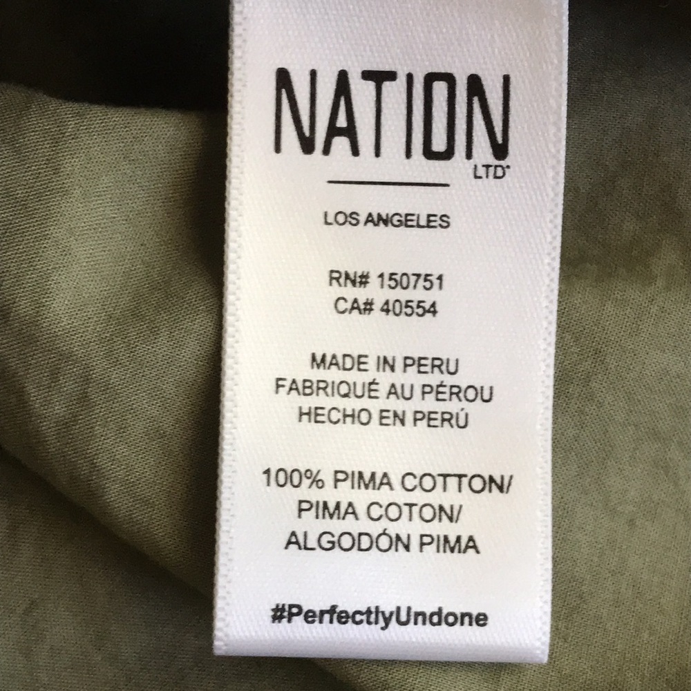 Nation LTD Pima Cotton Blouse S | Puff Sleeve Button Front Top Minimalist Chic - Picture 10 of 14